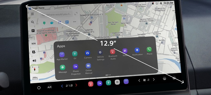 12.9-inch screen for clear control